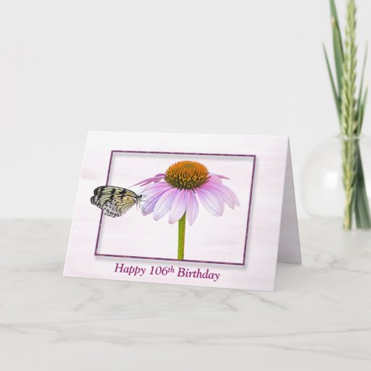 106e Birthday Butterfly on Cone Flower Kaart (Voorkant)