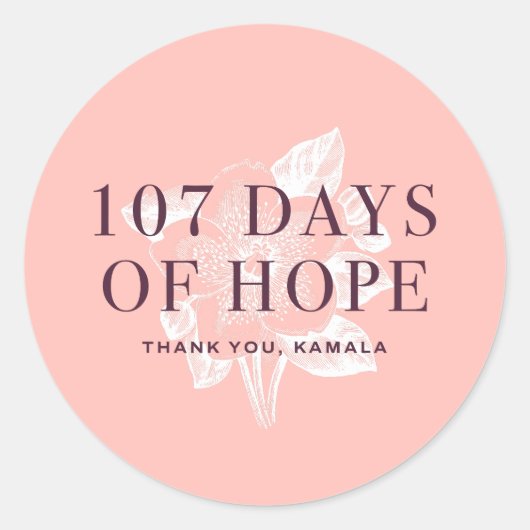 107 Days Kamala Harris Ronde Sticker (Voorkant)