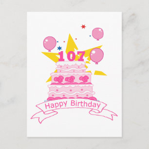 107 jaar oude Birthday Cake Briefkaart