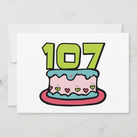107 jaar oude Birthday Cake Kaart (Voorkant)