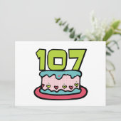 107 jaar oude Birthday Cake Kaart (Staand voorkant)