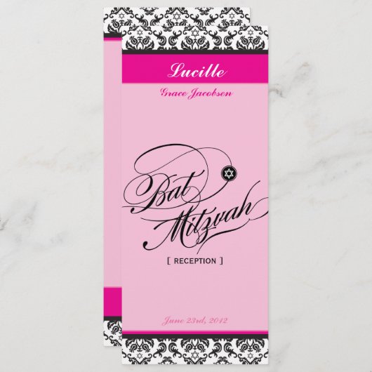 107 Jodene - INVITATIONS BAT MITZVAH :: réception (Devant / Derrière)