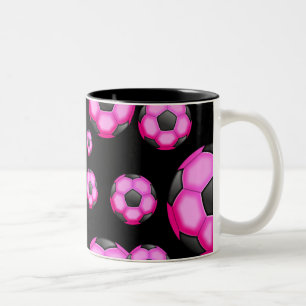 107 PINK VOETBAL SPORTS TEAM PATTERN WALLPAPER TWEEKLEURIGE KOFFIEMOK