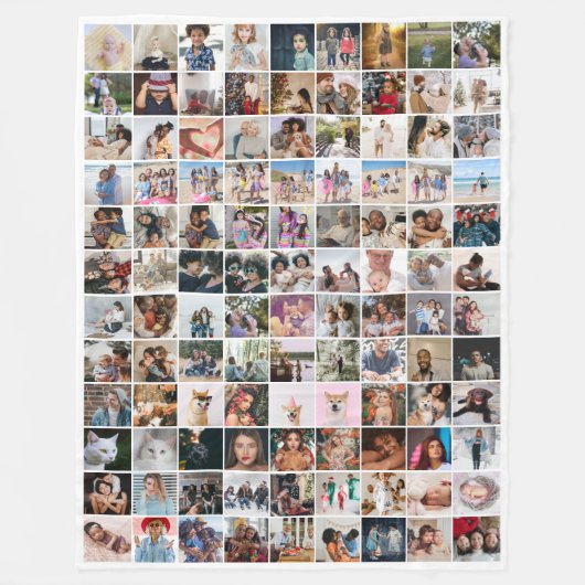 108 Fotocollage Unieke gepersonaliseerde DIY Custo Fleece Deken (Voorkant)