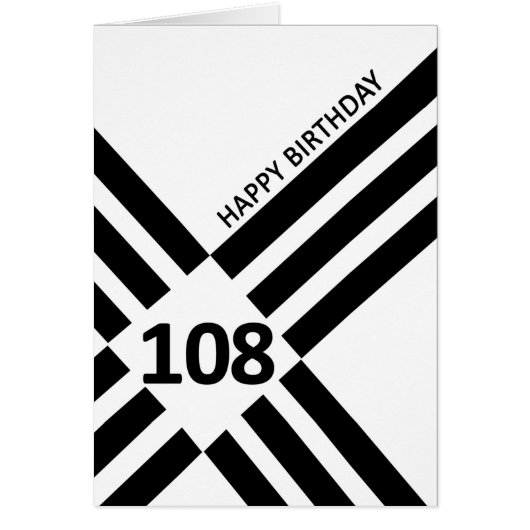 108e diagonaal ontwerp zwarte lijn Birthday (Voorkant)