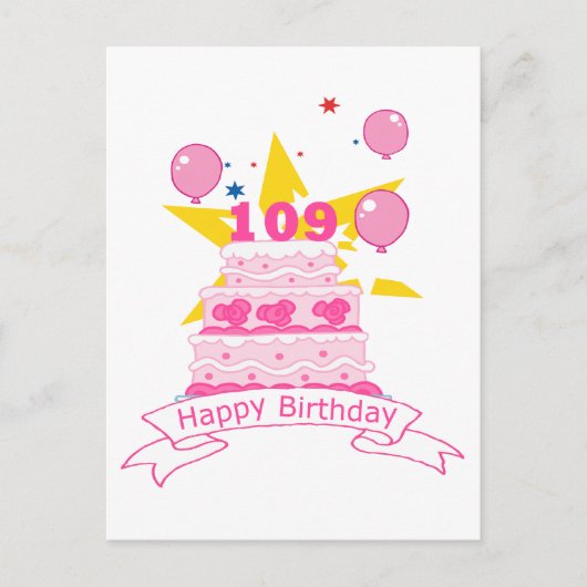 109 jaar oude Birthday Cake Briefkaart (Voorkant)