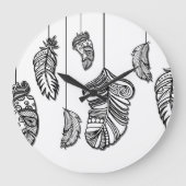 10,75" Boho Feathers Acryl Ronde Muur Klok (Voorkant)