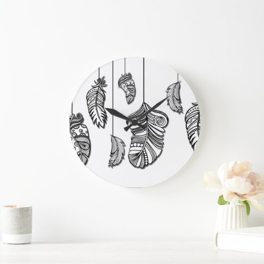 10,75" Boho Feathers Acryl Ronde Muur Klok (Huis)