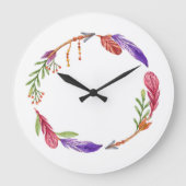 10.75" Boho Patterned Round Acrylic Wall Clock Grote Klok (Voorkant)