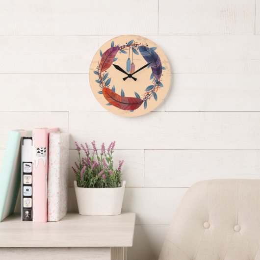 10.75" Boho Patterned Round Acrylic Wall Clock Grote Klok (Leeskamer)