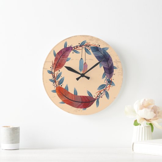 10.75" Boho Patterned Round Acrylic Wall Clock Grote Klok (Huis)
