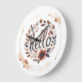 10.75" 'Hello' Boho Round Acrylic Wall Clock Grote Klok (Hoek)