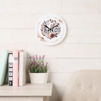 10.75" 'Hello' Boho Round Acrylic Wall Clock  Grote Klok