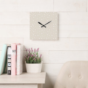 10,75" Ivoor Polka Square Acryl wandklok Vierkante Klok
