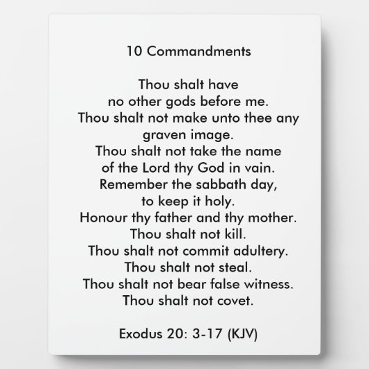10 Commandements 8 x 10 Plaque photo Tabletop (Devant)
