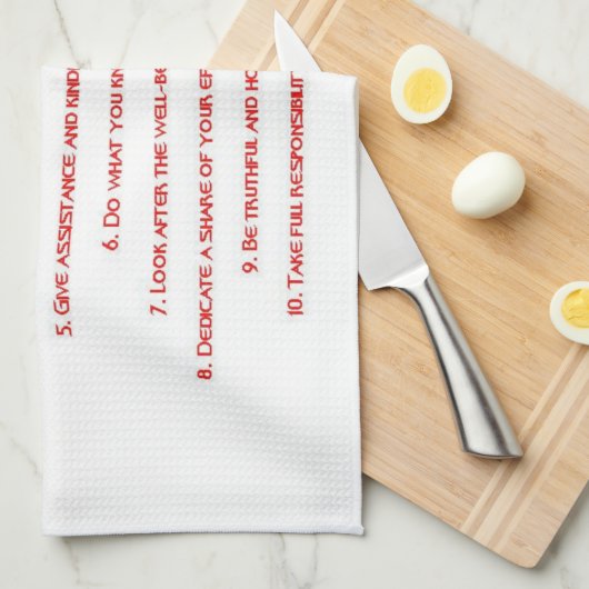 10 Commandements autochtones Serviettes de cuisine (Quart Plié)