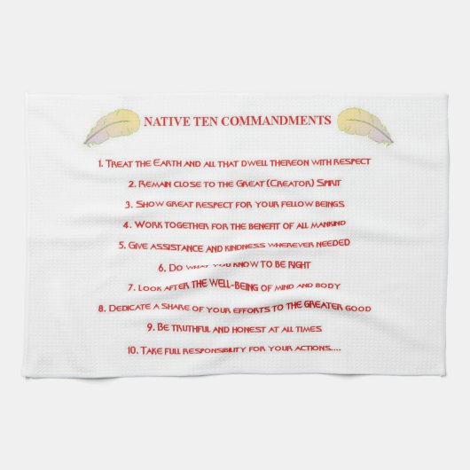 10 Commandements autochtones Serviettes de cuisine (Horizontal)