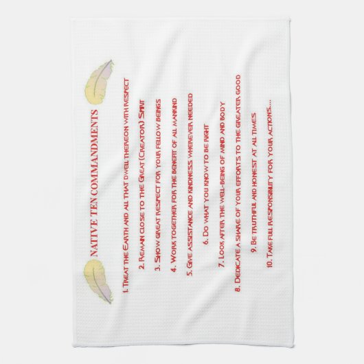 10 Commandements autochtones Serviettes de cuisine (Vertical)