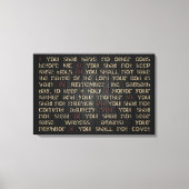 10 commandements sur toile en bois foncé 30" x 20" (Recto)
