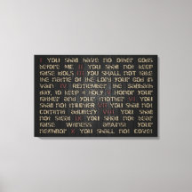10 commandements sur toile en bois foncé 30" x 20"