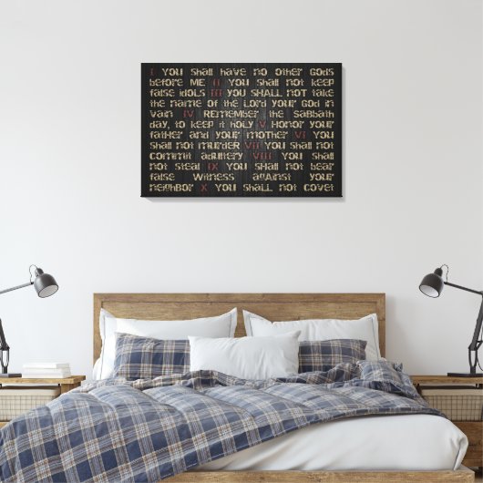 10 commandements sur toile en bois foncé 30" x 20" (Insitu(Chambre))