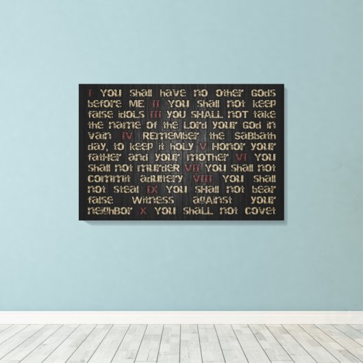 10 commandements sur toile en bois foncé 30" x 20" (Insitu (Plancher de Bois))