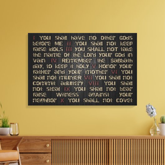 10 commandements sur toile en bois foncé 30" x 20" (Insitu(Salon))