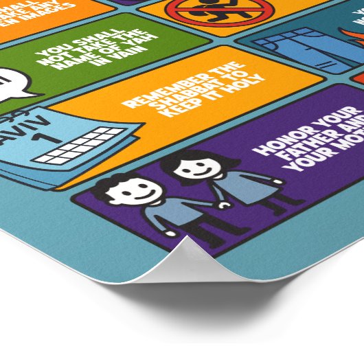 10 Commandments Poster - Mur biblique Art Yahawah (Coin)