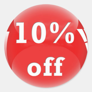 10 % de réduction (pourcentage) Sticker rond brill