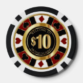 $10 Dollar Casino Poker Chip Las Vegas- Rood / Gou (Achterkant)