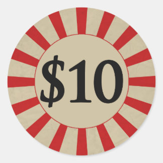 $10 (Dollar) Rond Glanzend Prijs Label
