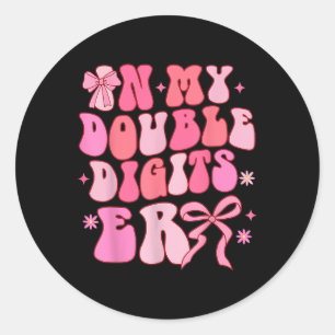 10 dubbele cijfers 10e verjaardag meisje Coquette Ronde Sticker