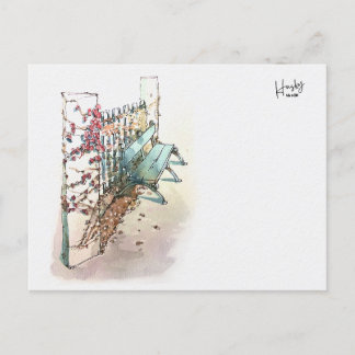 10 : Een bank met klimop Briefkaart