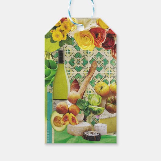 10 étiquettes cadeaux avec carreaux mexicains vert (Devant)