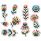 10 Fleurs d'art folklorique Sticker transparent (Devant)