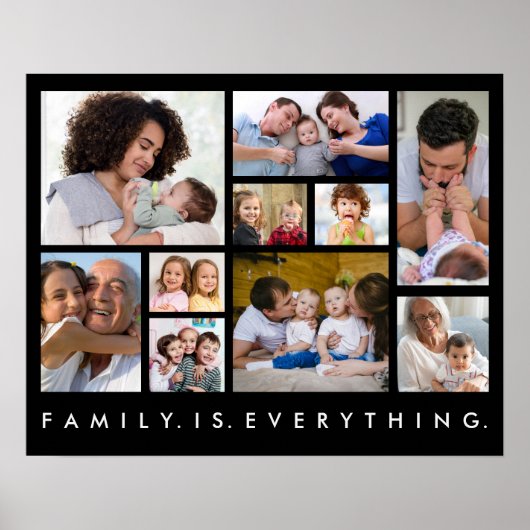 10 Foto Collage Familie Is Alles Zitat Zwart Poster (Voorkant)