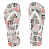 10 Foto Collage - kleurrijk raster perzikkoraalroz Teenslippers (Voetbed)