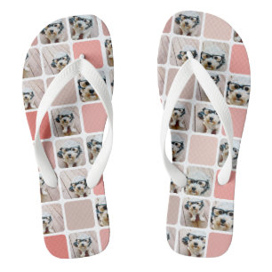 10 Foto Collage - kleurrijk raster perzikkoraalroz Teenslippers