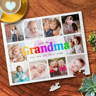 10 Foto Collage Love You Grandma Colorful Modern Legpuzzel