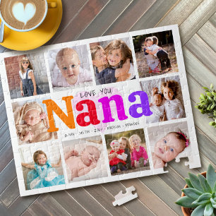 10 Foto Collage Love You Nana Bold Multicolored Legpuzzel