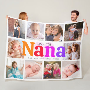 10 Foto Collage Love You Nana Multicolored Modern Fleece Deken