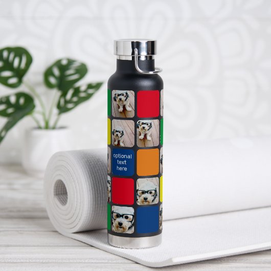 10 foto collage moderne kubus rood blauw groen gee waterfles (Yoga)