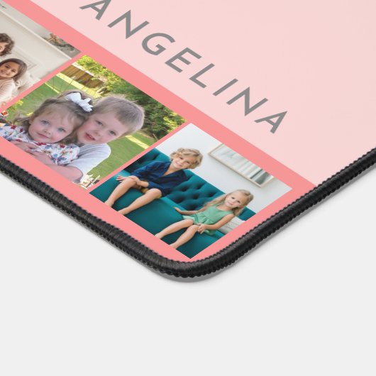 10 Foto Collage Retro Curve en Stripe blush roze Bureaumat (Hoek)