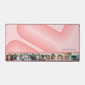 10 Foto Collage Retro Curve en Stripe blush roze Bureaumat (Voorkant)