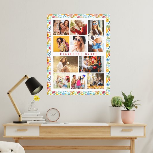 10 Foto Modern Trendy Floral Stylish Name Canvas Afdruk