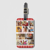 10 Foto Modern Trendy Red Pset Stylish Name Bagagelabel (Voorkant (verticaal))