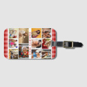 10 Foto Modern Trendy Red Pset Stylish Name Bagagelabel (Voorkant (horizontaal))