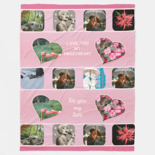 10 Fotocollage en typografie moderne roze gewoonte Fleece Deken