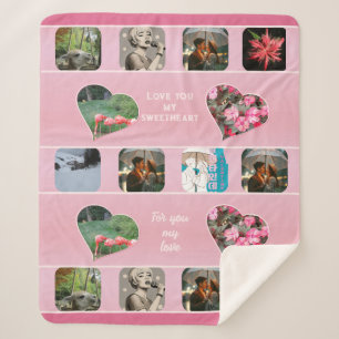 10 Fotocollage en typografie moderne roze gewoonte Sherpa Deken