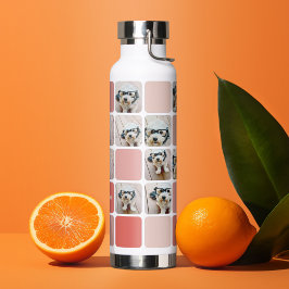 10 foto's collage moderne kubus - koraalroze bloze waterfles